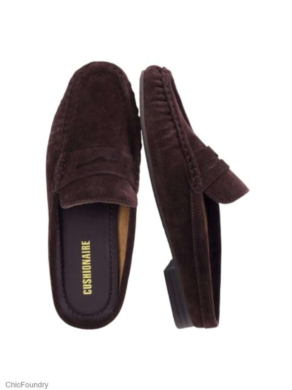 Genuine Suede Leather Penny Loafer Mules Backless Slip-On Women